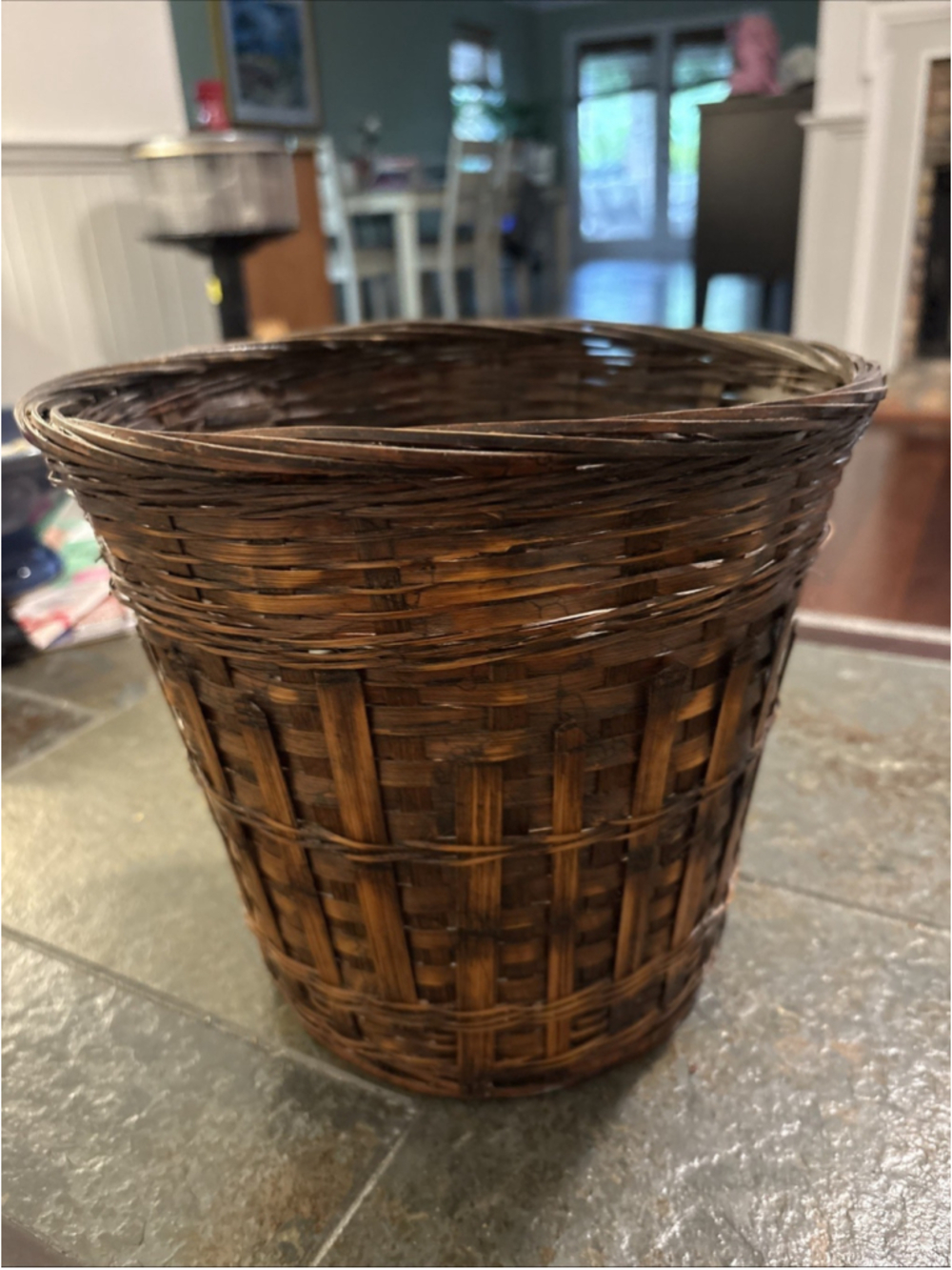 Vintage Boho Wicker Rattan Planter/waste Basket/storage Handmade